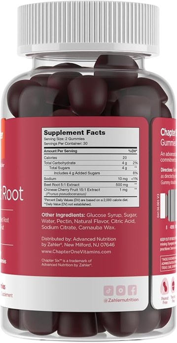 Beet Root Gummies Supplement Facts Label – Beetroot Extract Dosage Panel