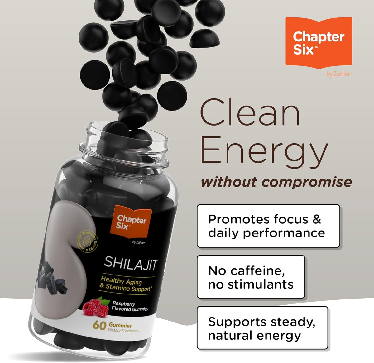 Zahler Chapter Six Shilajit Gummies Packaging – Natural Focus and Stamina Supplement
