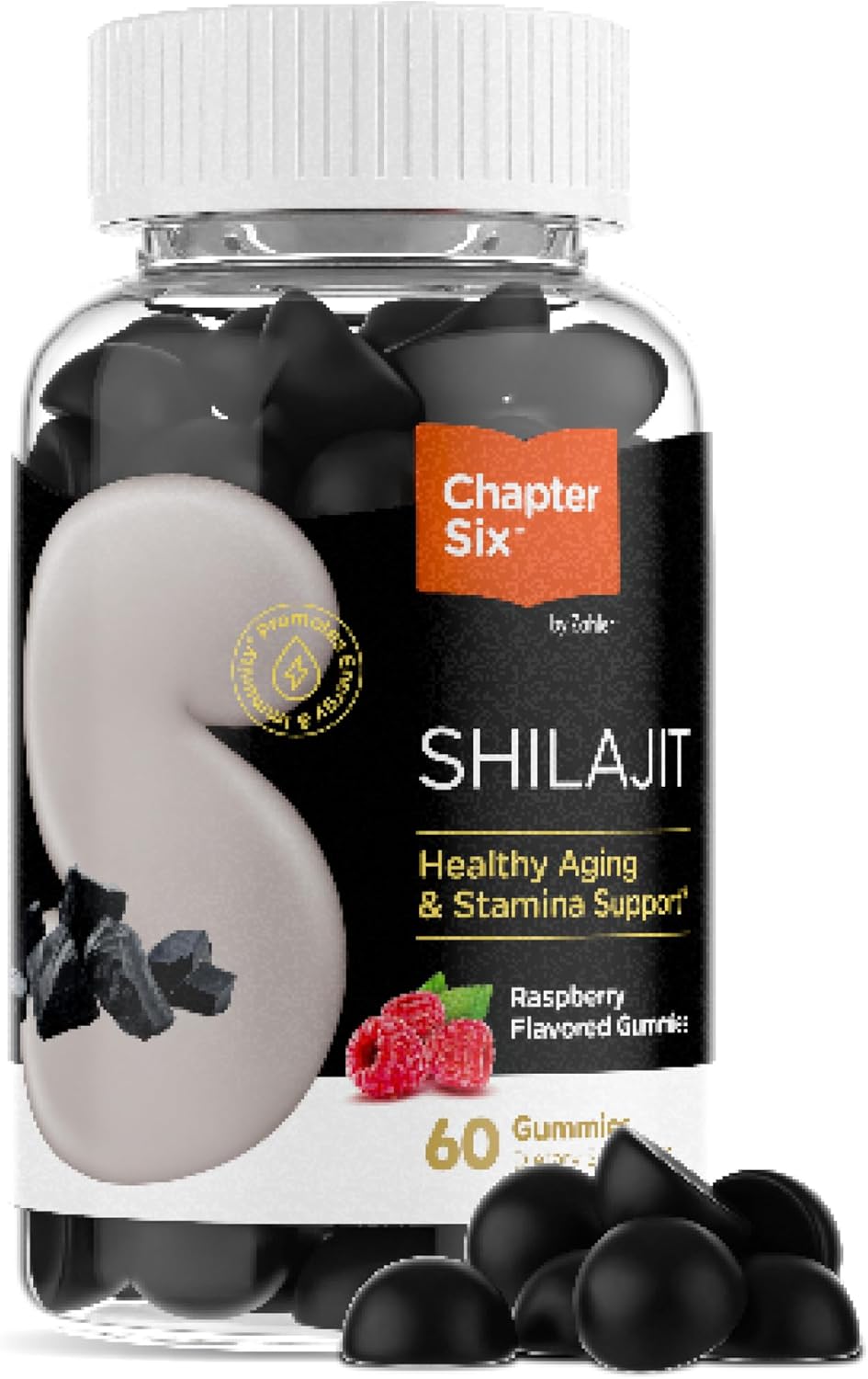 Shilajit Gummies 60 Count Bottle Side View – Kosher and Halal Energy Supplement