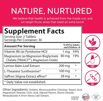 ChildCalm children's magnesium supplement label with L-Theanine and lemon balm for calm