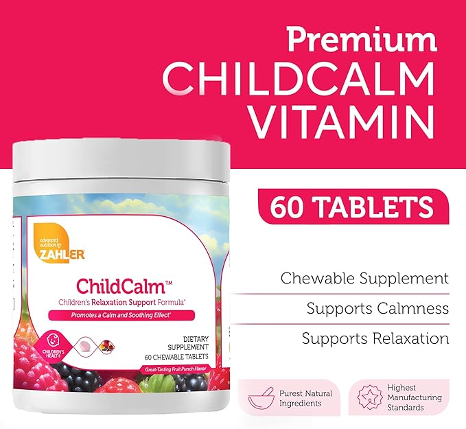 Zahler ChildCalm chewable tablets bottle for kids relaxation and healthy sleep
