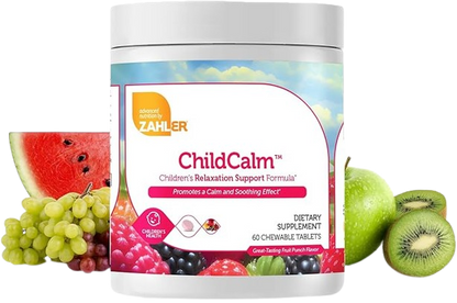 ChildCalm magnesium bisglycinate chewable tablets for children's calm and relaxation