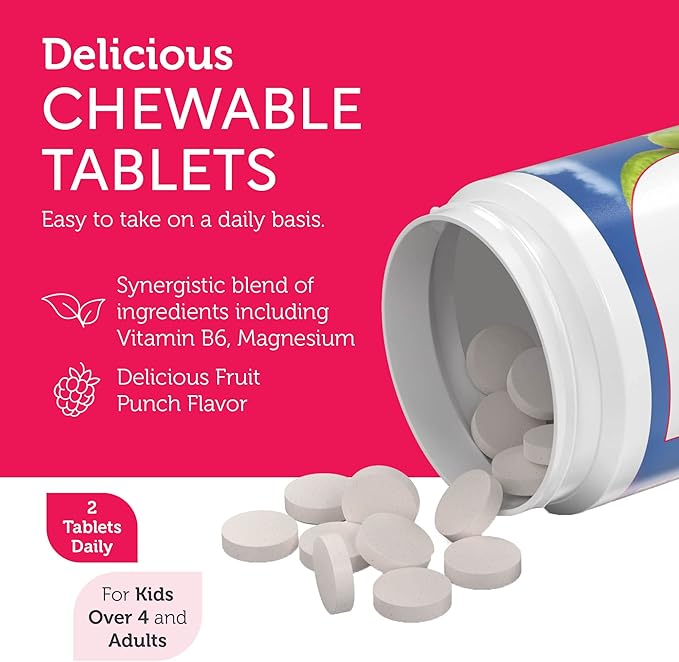 Child taking ChildCalm fruit punch chewable tablet as part of a calm bedtime routine