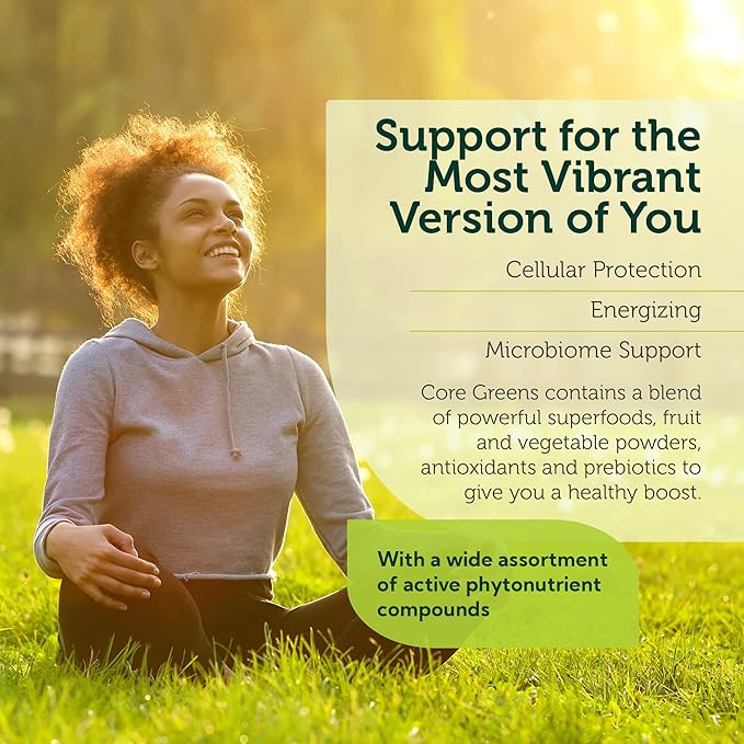 CoreGreens ingredients infographic for gut health supplements and dietary requirements