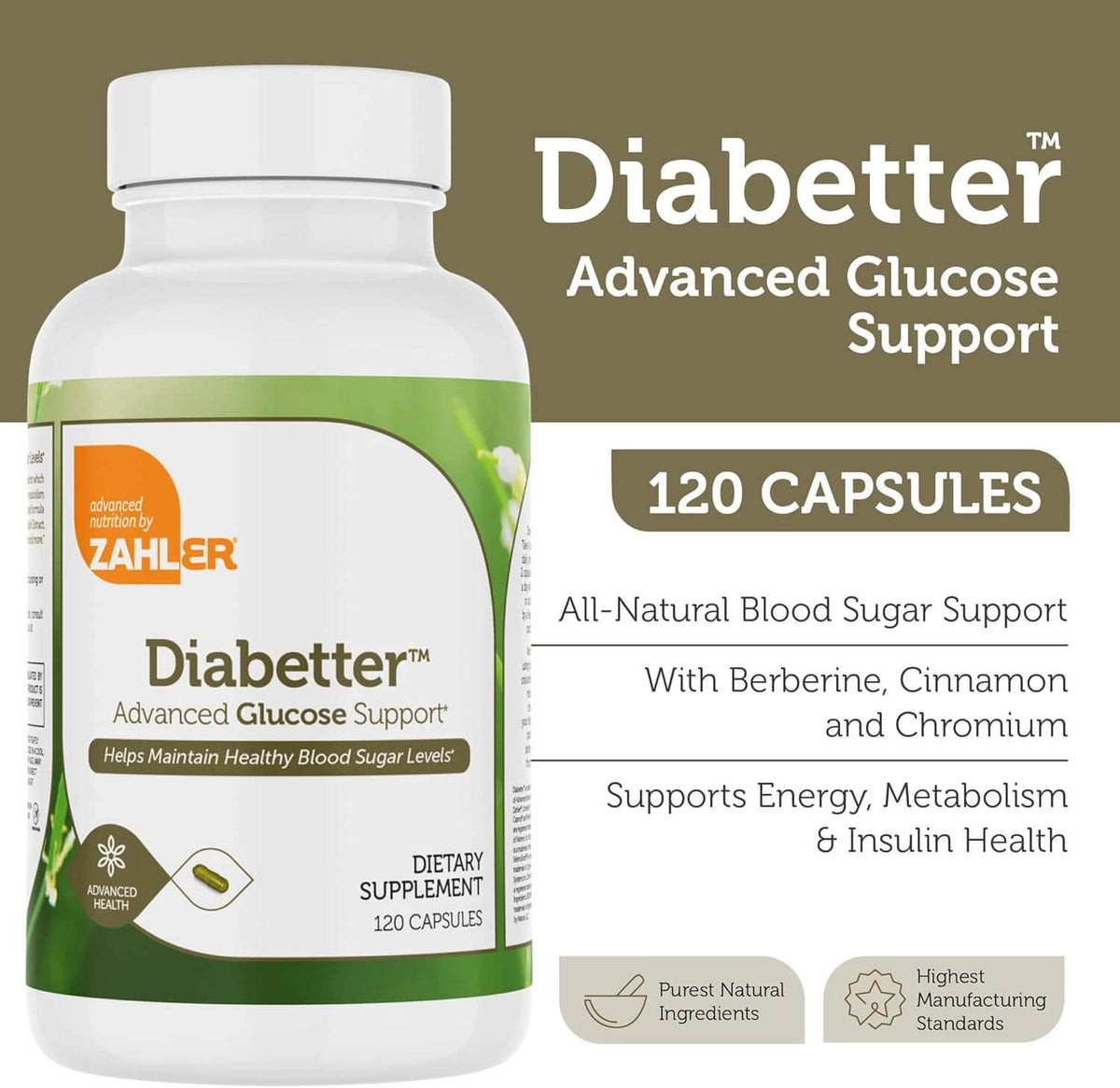 Diabetter Glucose Support Capsules Bottle for Healthy Blood Sugar and Metabolic Balance