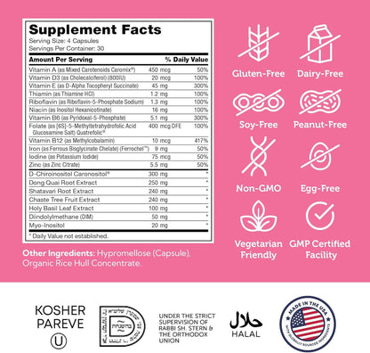 Female Totality Supplement Facts Label – Dong Quai, Shatavari and DIM Dosage