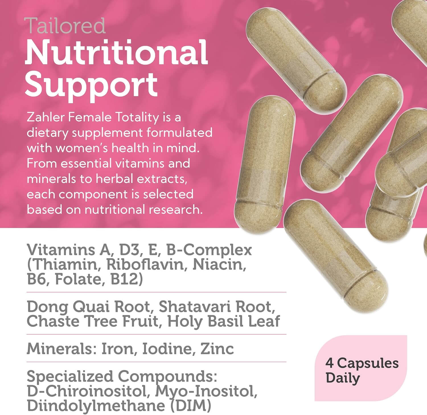 Zahler Female Totality Capsules with Chaste Tree and D-Chiro-Inositol for Cycle Support