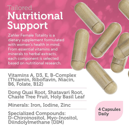 Zahler Female Totality Capsules with Chaste Tree and D-Chiro-Inositol for Cycle Support
