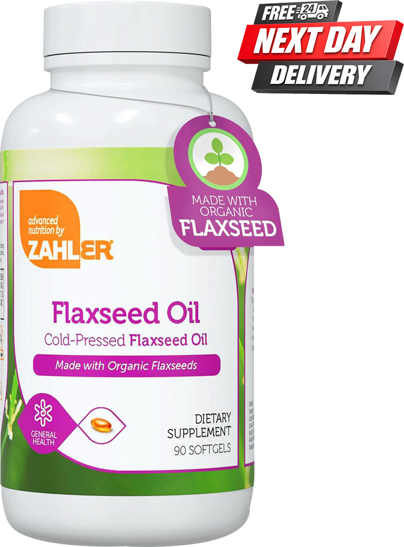 Flaxseed Oil Capsules 1000mg | Cold Pressed Organic Flaxseed Oil with Omega 3 ALA | 90 Softgels