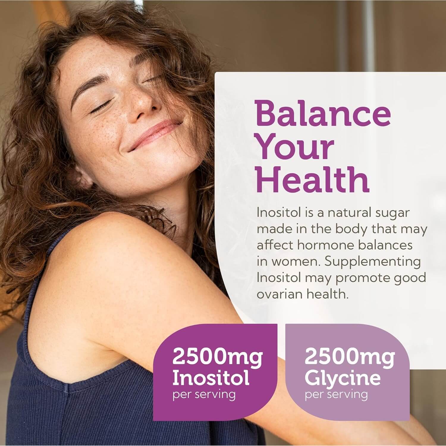 Unflavoured Inositol Powder Scoop for Daily Nervous System and Hormone Support