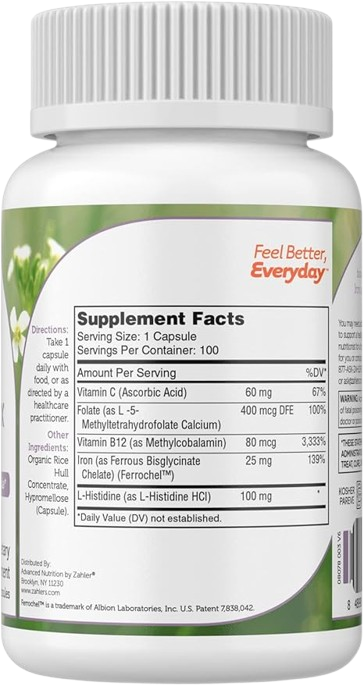 Iron Complex Capsule Bottle Angled View Showing Gentle Iron Supplement Label