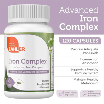 Supplement Facts Panel for Iron Complex Showing Ferrochel Iron Bisglycinate Dosage