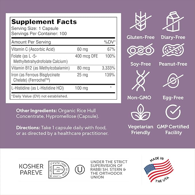 Kosher Halal Vegetarian Friendly Badges for Zahler Iron Supplement Capsules