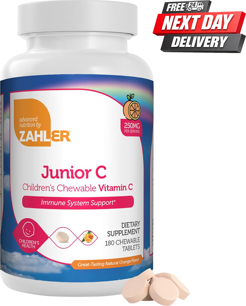 Junior C Chewable Vitamin C for Kids | Children's Immune System Booster Tablets | 180 Count