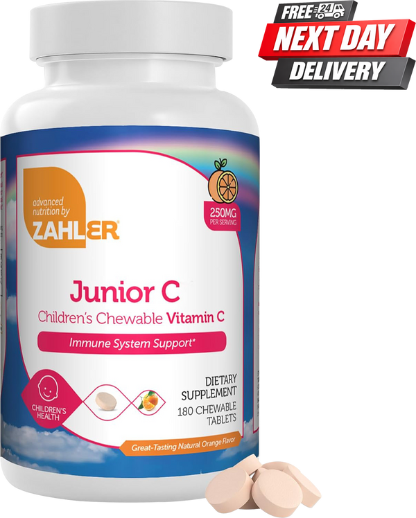 Junior C Chewable Vitamin C for Kids | Children's Immune System Booster Tablets | 180 Count