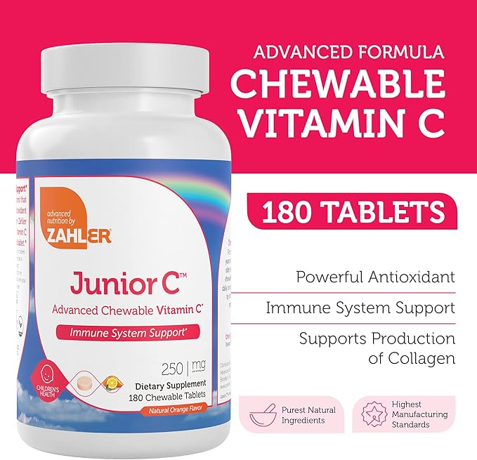 Zahler Junior C chewable vitamin C tablets bottle for children's immunity booster