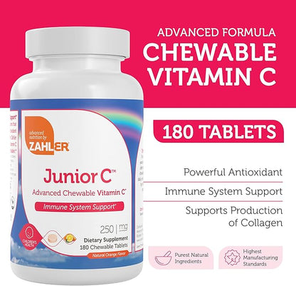 Zahler Junior C chewable vitamin C tablets bottle for children's immunity booster