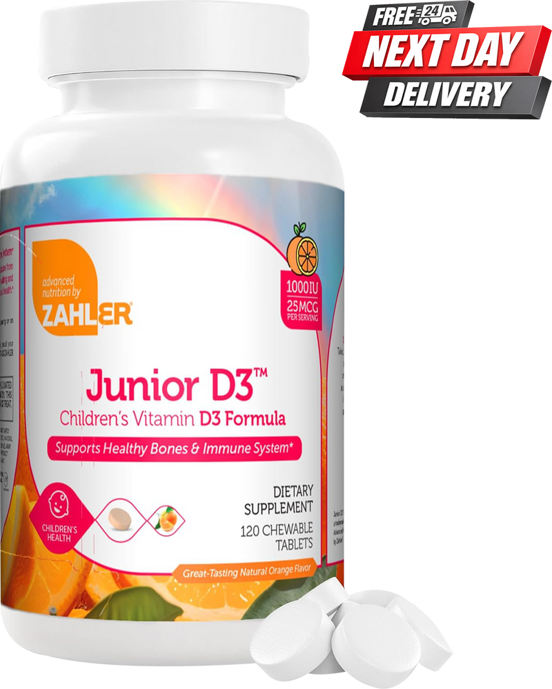 Junior D3 Vitamin D3 for Kids 1000 IU | Children's Vitamin D Chewable Tablets | 120 Count