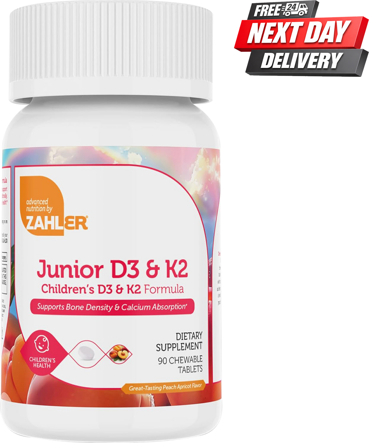 Zahler Junior D3 K2 Chewable Tablets for Kids Bone Density and Immune Support