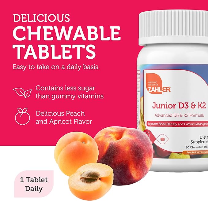 Kids Vitamin D3 and K2 Tablets for Healthy Bones and Immune Function