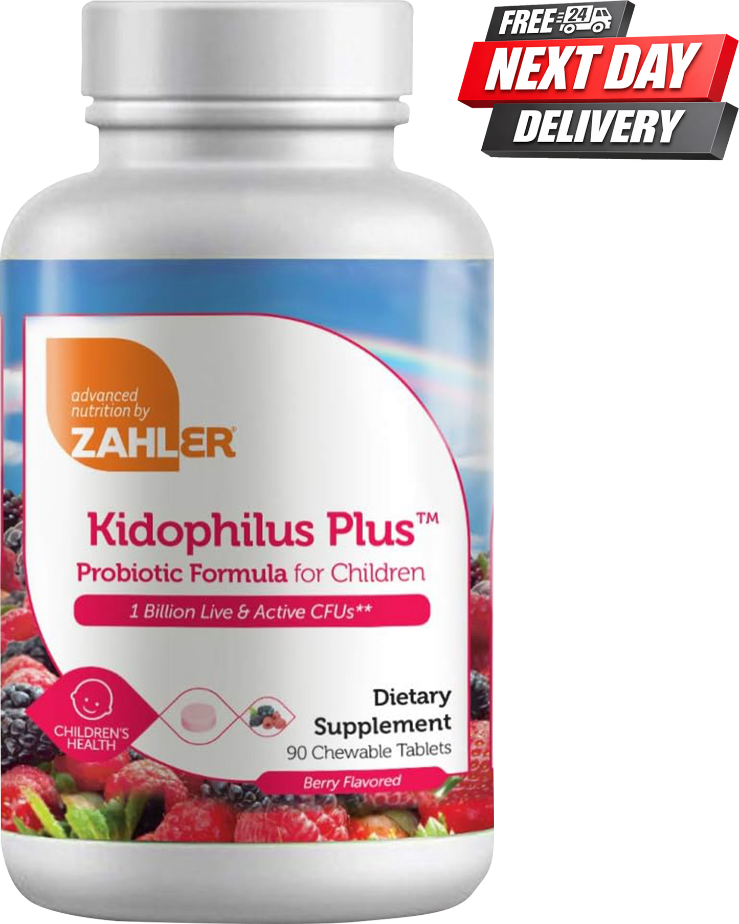 Kidophilus Plus Chewable Probiotics for Kids | L. Acidophilus Berry Flavour | 90 Tablets