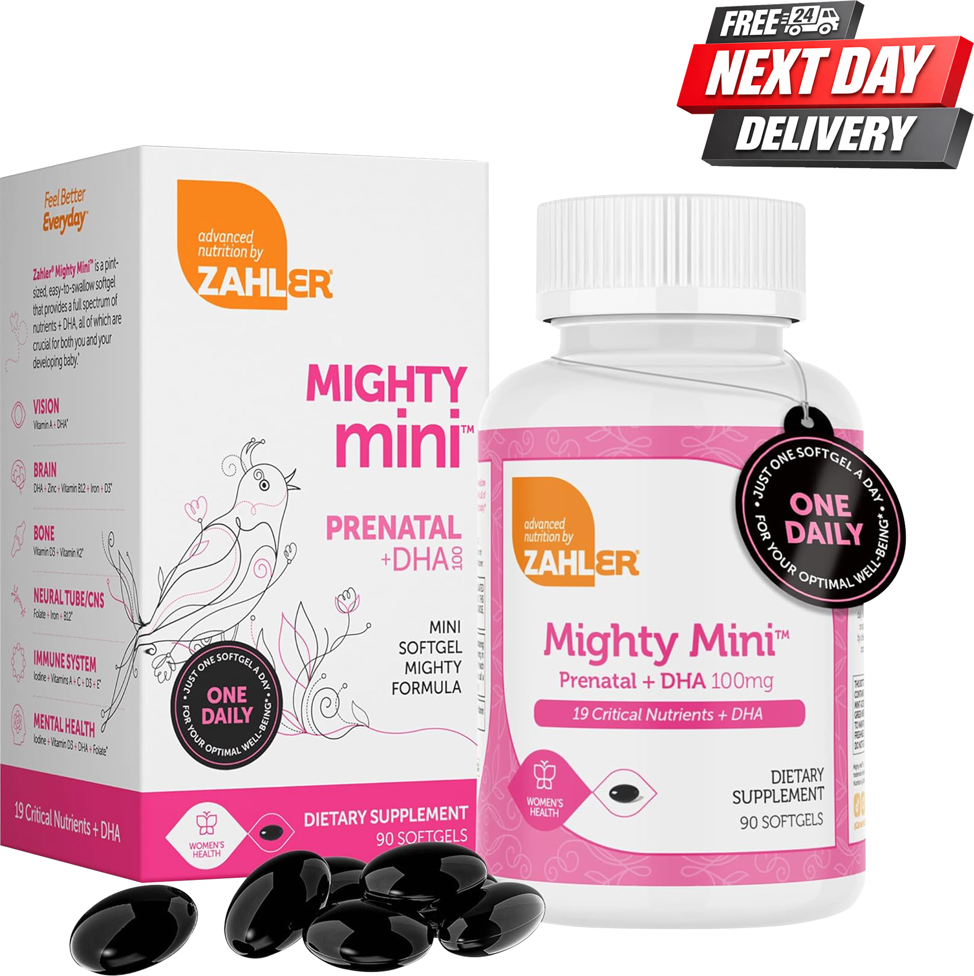 Mighty Mini Prenatal Vitamin with DHA & Folate, 90c