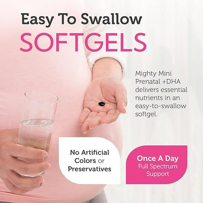 Zahler Mighty Mini Prenatal Vitamins bottle angled view for pregnancy supplement
