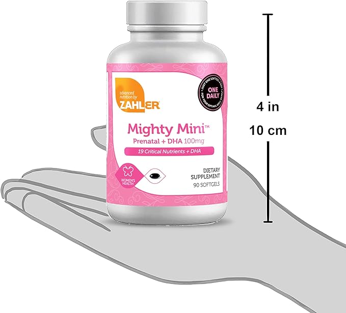 Mighty Mini Prenatal bottle back with Kosher, Halal and gluten free certification