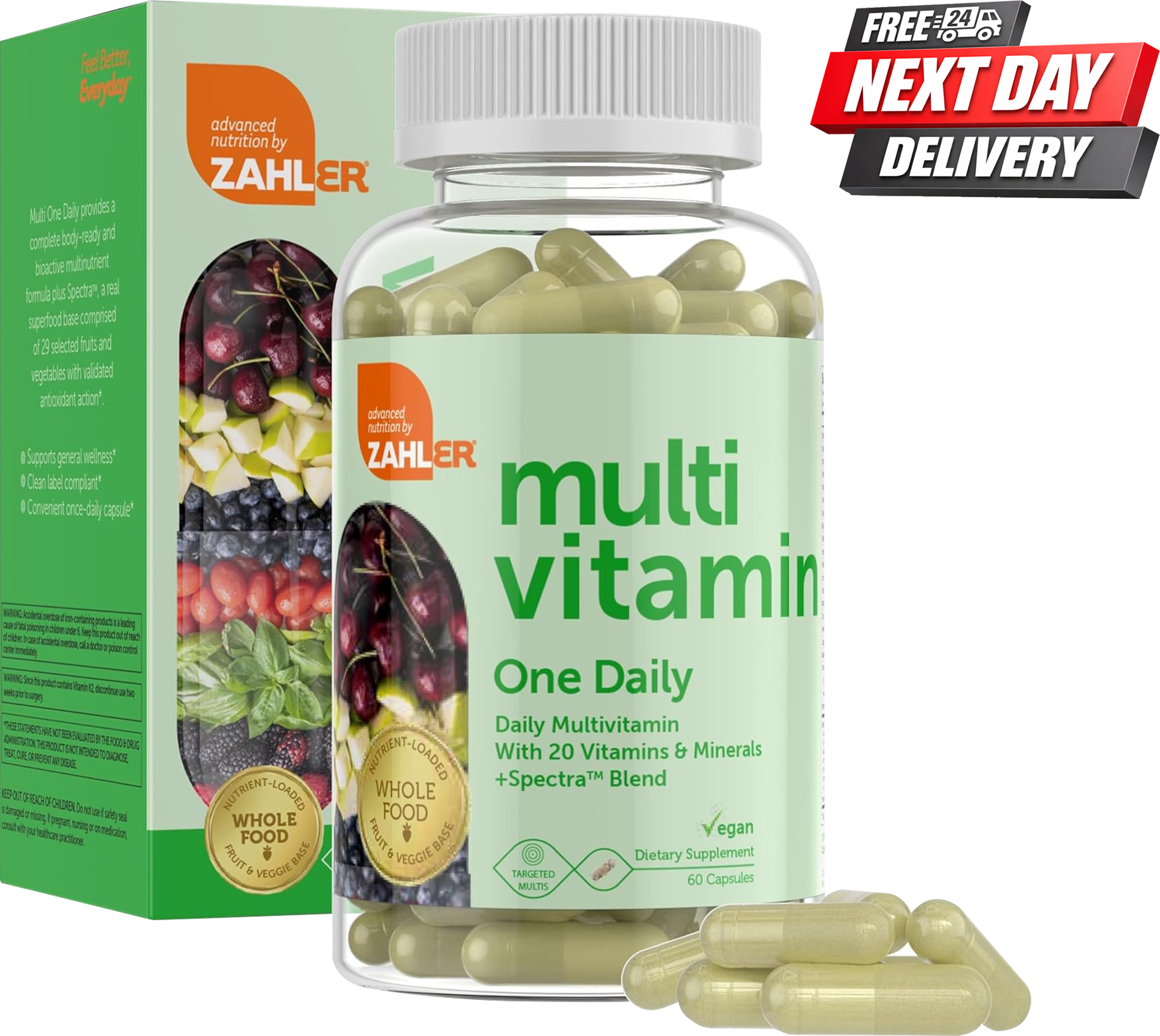 Zahler One Daily Vegan Multivitamin Tablets with Spectra Whole Food Blend