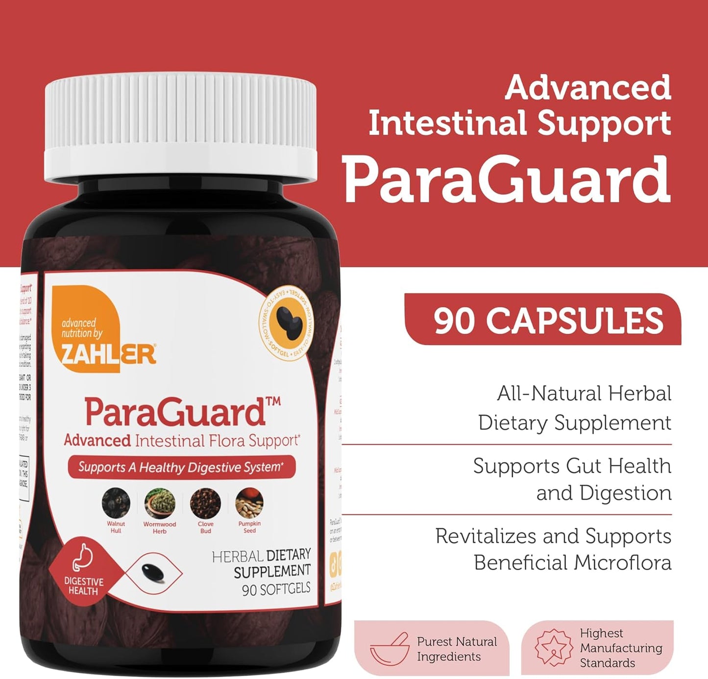 ParaGuard softgels supplement facts panel listing herbal gut cleanse ingredients