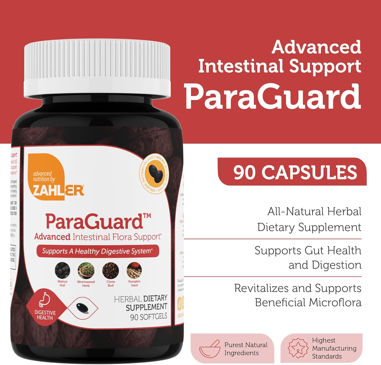 ParaGuard softgels supplement facts panel listing herbal gut cleanse ingredients