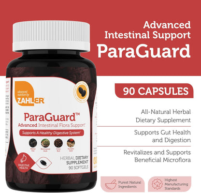 ParaGuard softgels supplement facts panel listing herbal gut cleanse ingredients