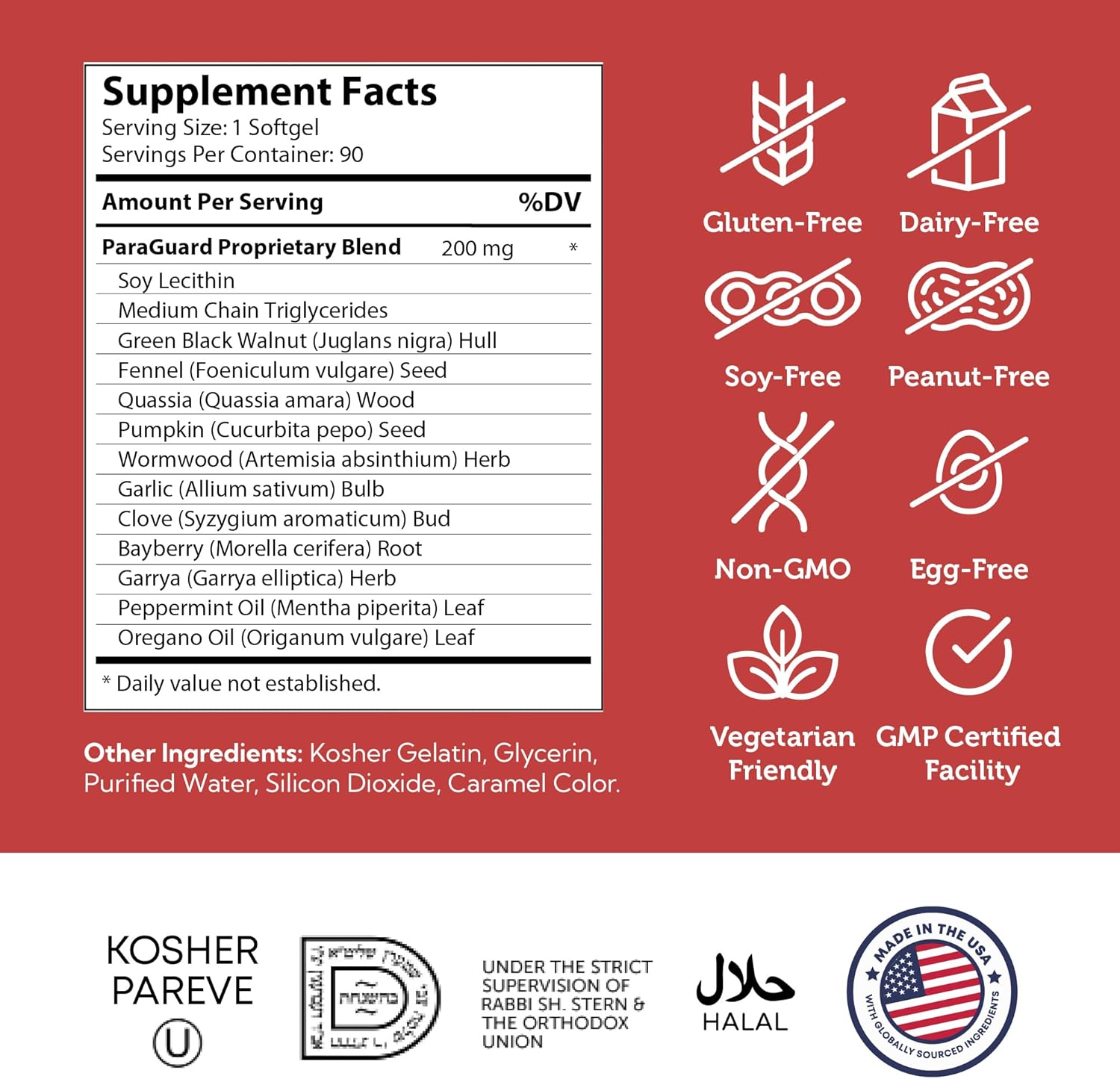 Wormwood, pumpkin seed and garlic bulb ingredients used in ParaGuard parasite cleanse softgels