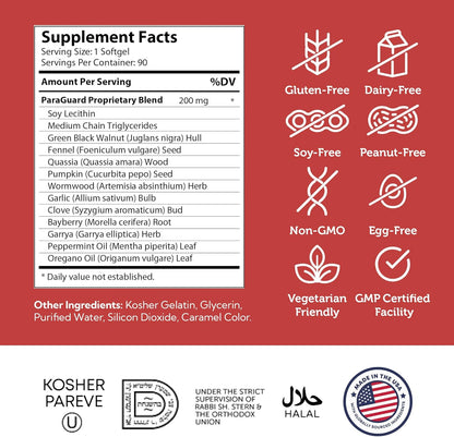 Wormwood, pumpkin seed and garlic bulb ingredients used in ParaGuard parasite cleanse softgels