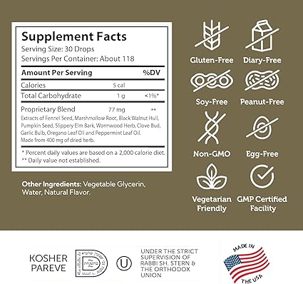 Wormwood and pumpkin seed herbal ingredients in ParaGuard gut health digestive aid
