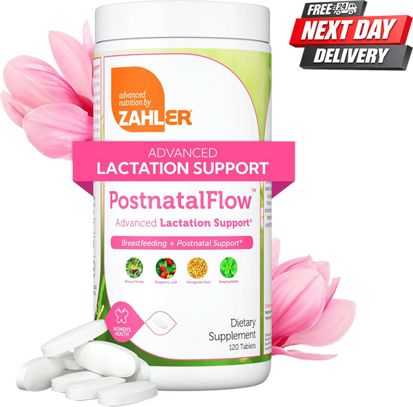 PostnatalFlow Lactation Supplement | Breastfeeding Support with 20 Herbs and Vitamins | 120 Tablets