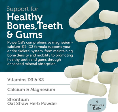 PowerCal Calcium Magnesium Capsules Bottle for Bone Strength and Density Support