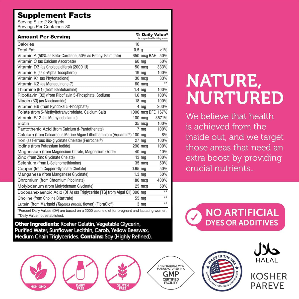 Zahler Prenatal DHA300 bottle angled view for mother and child nutrition