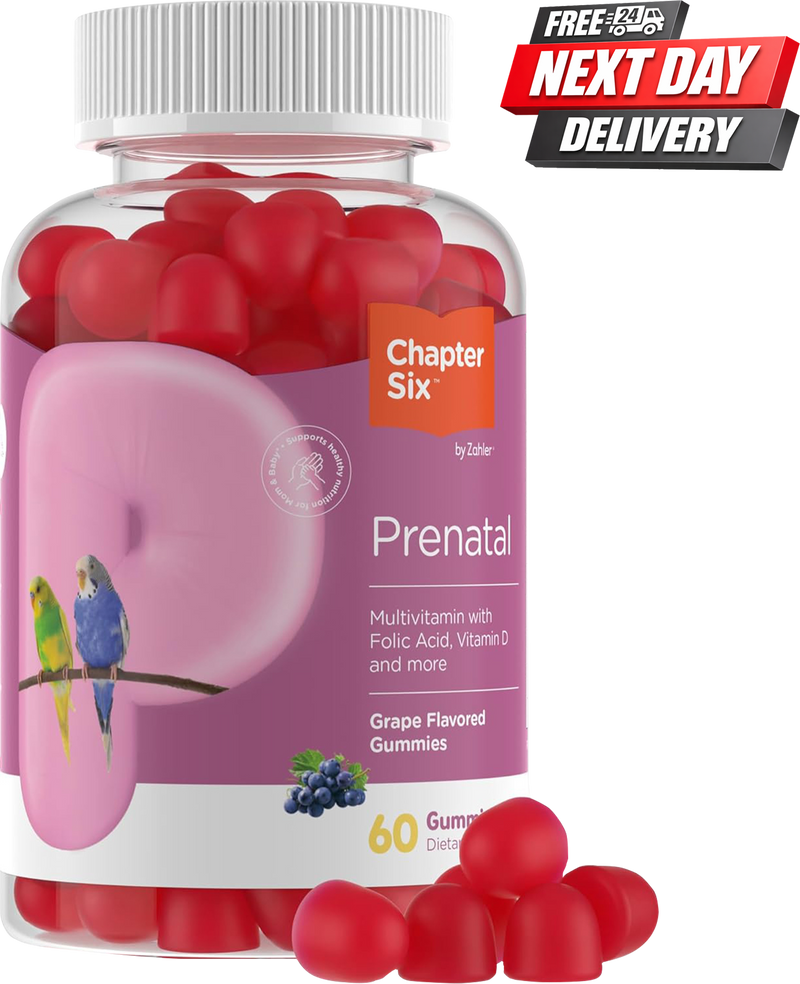 Chapter Six Prenatal Gummies | Pregnancy Vitamins with Folic Acid and Vitamin D3 | 60 Count