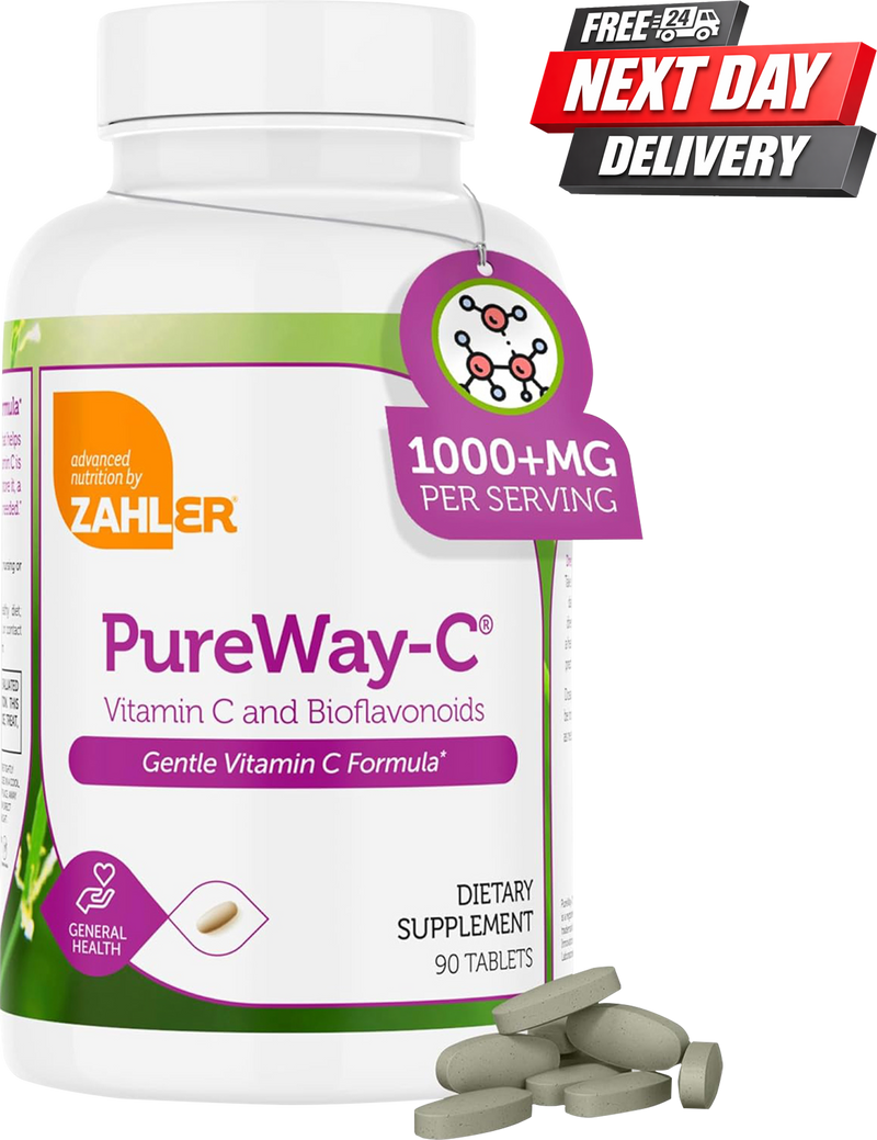 PureWay-C Vitamin C 1000mg Tablets with Bioflavonoids | Gentle Immune Support | 90 Tablets