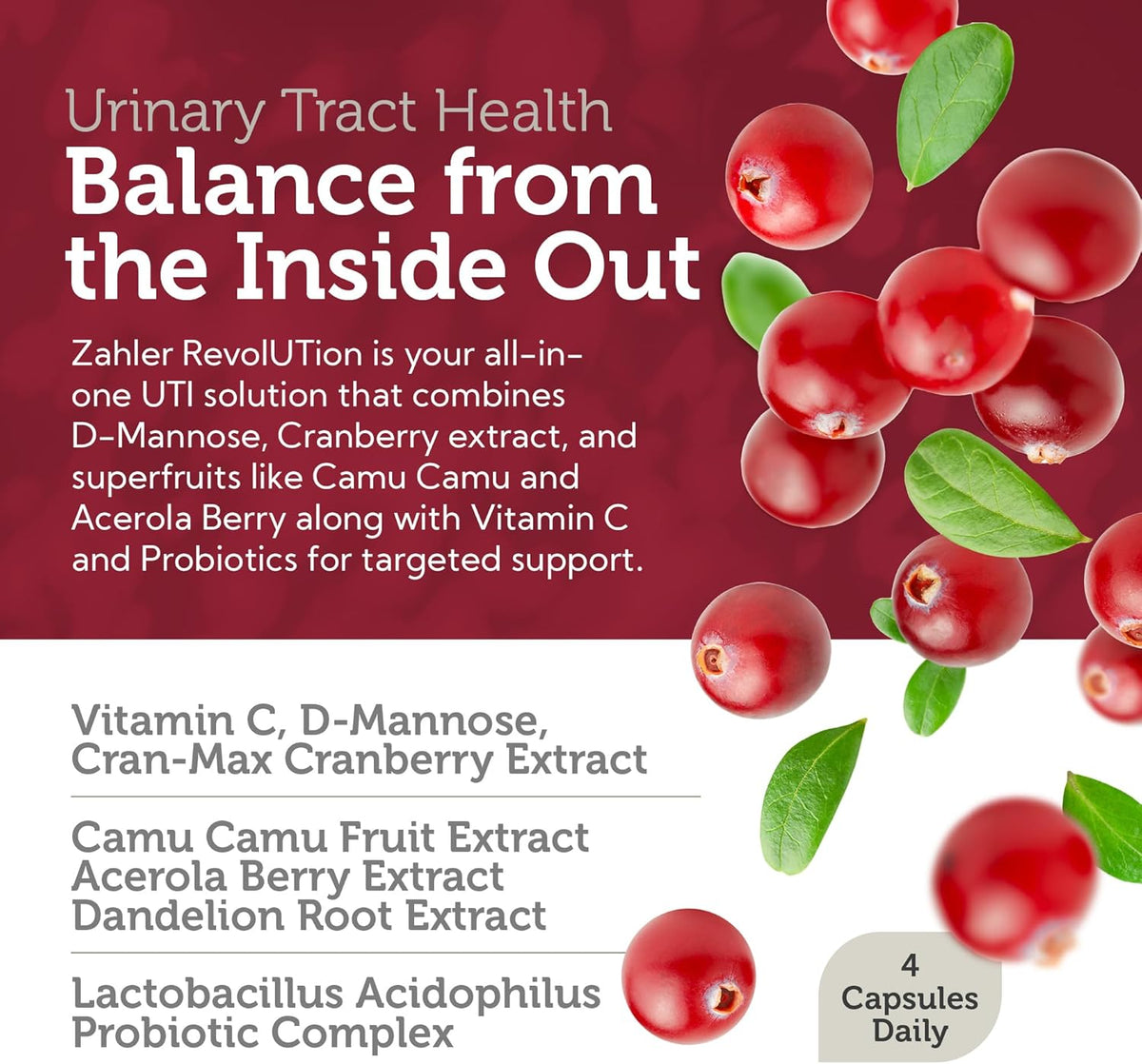 Zahler Revolution D-Mannose Formula with Probiotics for Women's Urinary Health