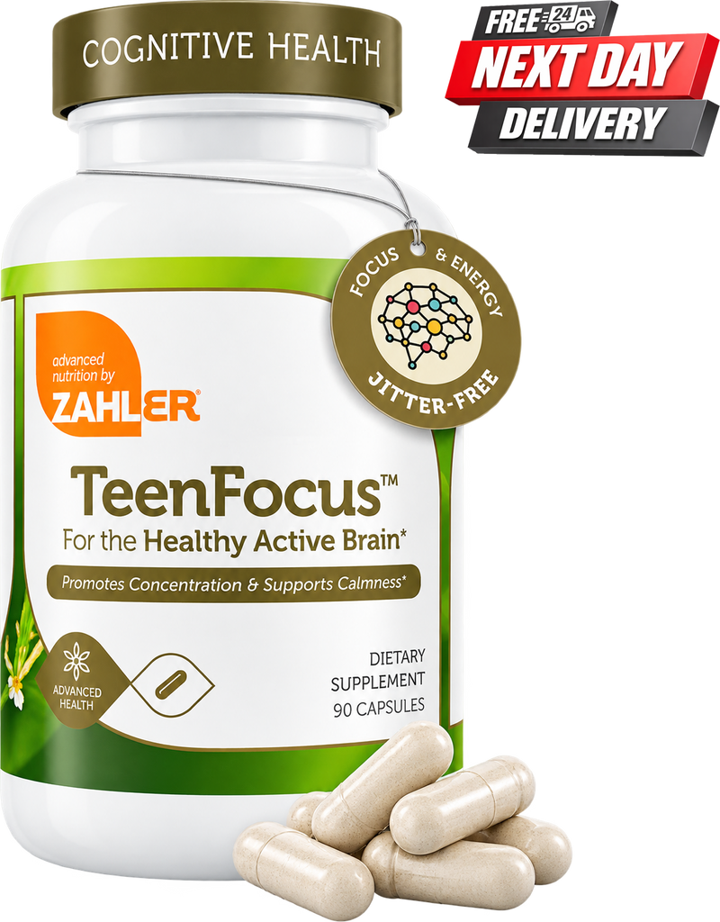 TeenFocus Brain Supplement for Focus and Concentration | Citicoline L-Theanine | 90 Capsules