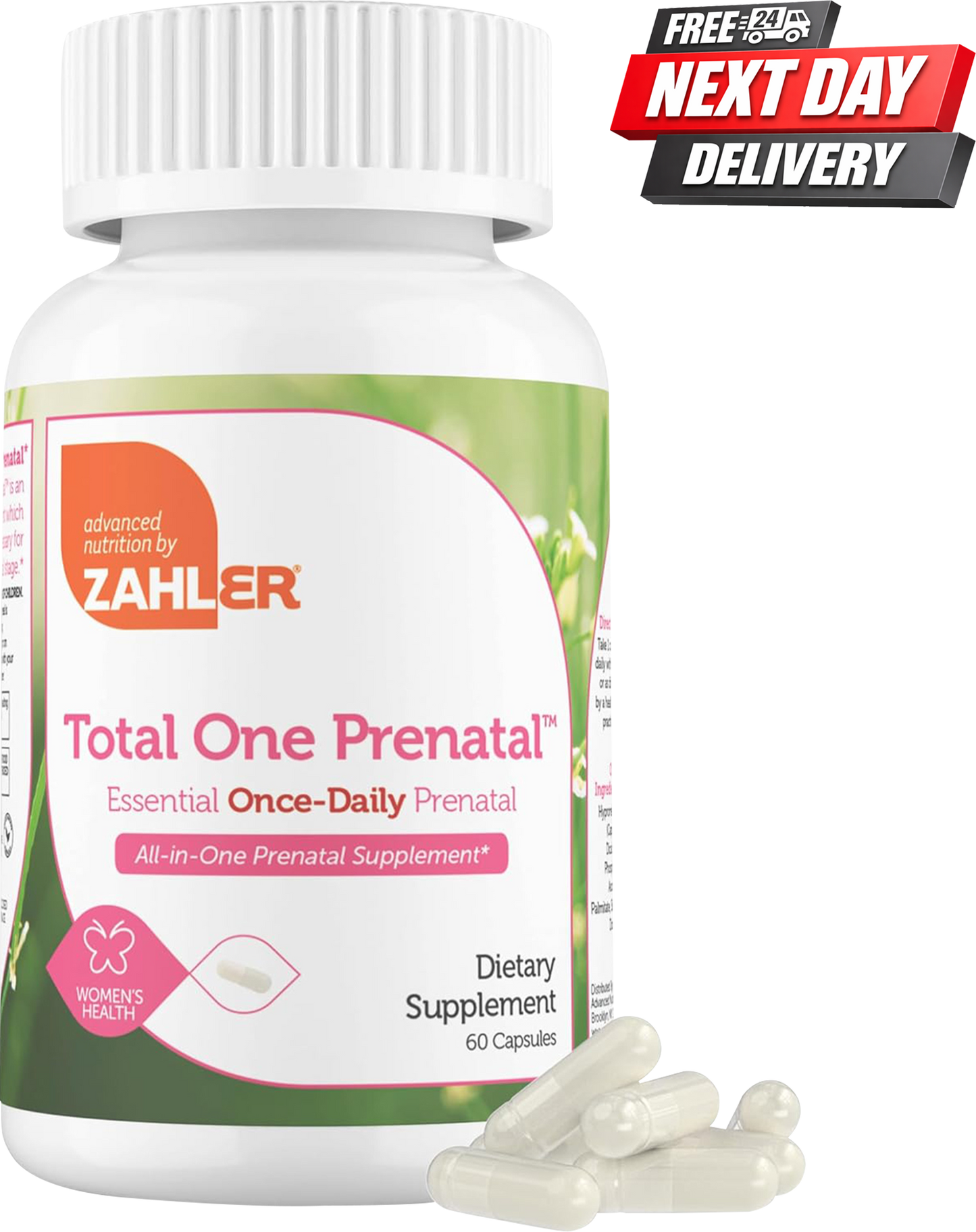 Total One Prenatal Vitamins bottle with folic acid for pregnancy support, 60 capsules