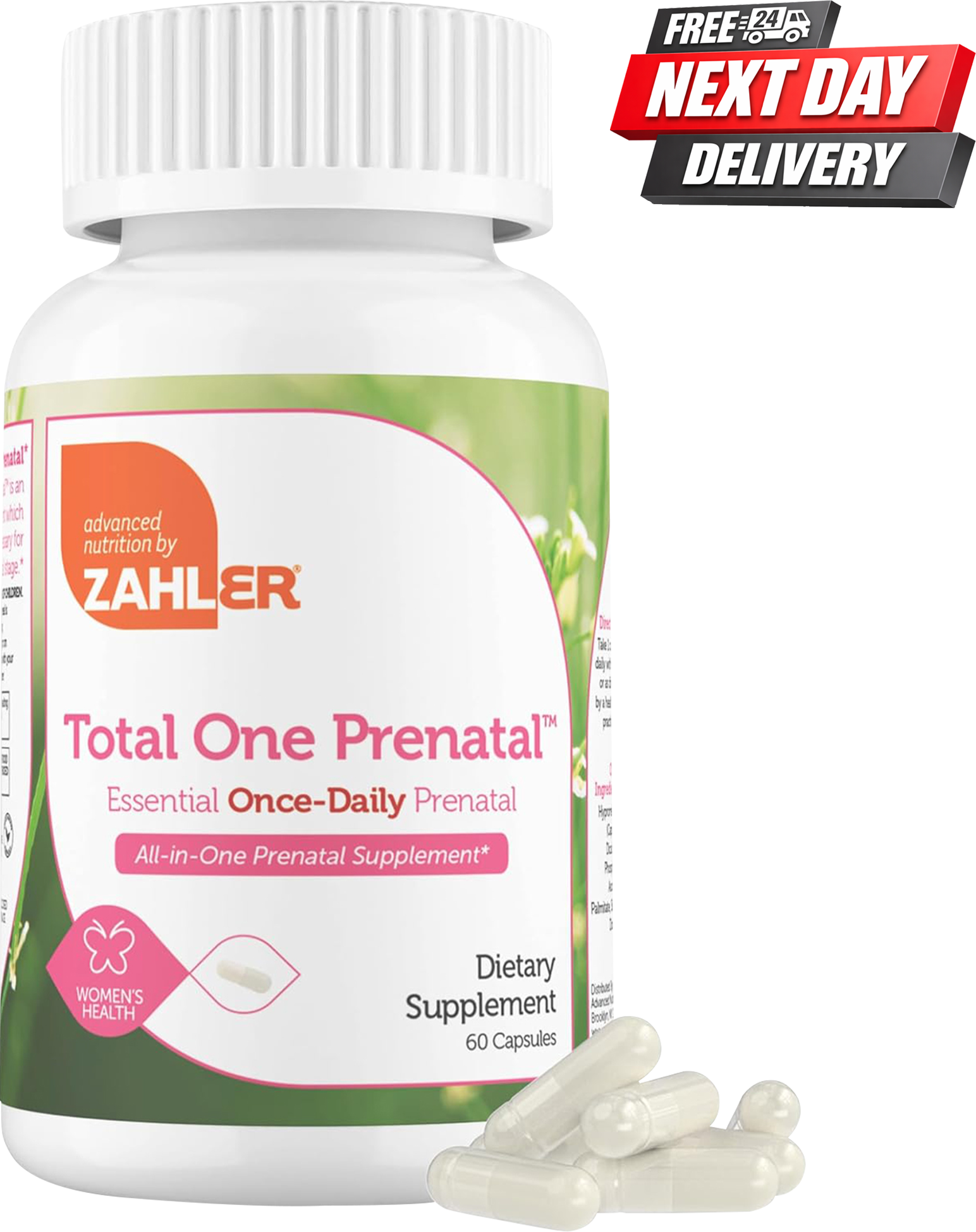 Total One Prenatal Vitamins bottle with folic acid for pregnancy support, 60 capsules