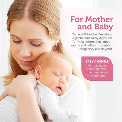 Zahler Total One Prenatal Vitamins bottle angled view for pregnant women