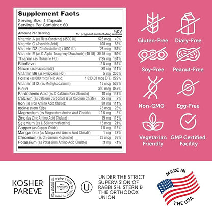 Total One Prenatal ingredients infographic for maternity vitamins and prenatal supplement