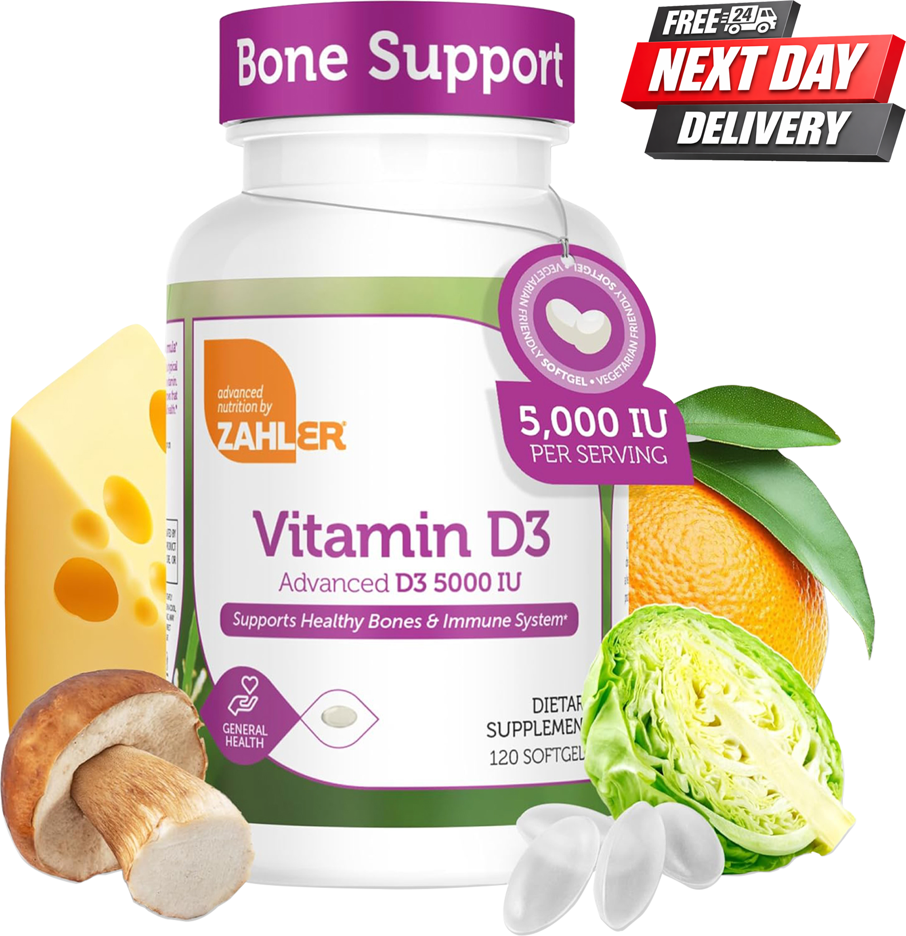 Zahler Advanced Vitamin D3 5000 IU Teeth & Muscle Health Supplement 120 Softgels