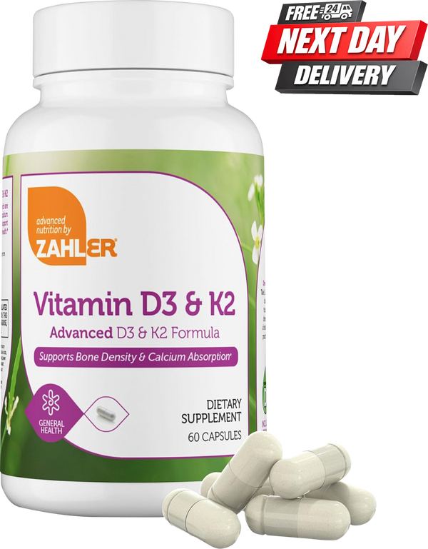 Vitamin D3 K2 Capsules 5000 IU | D3 and K2 for Bone Density and Immunity | 60 Capsules