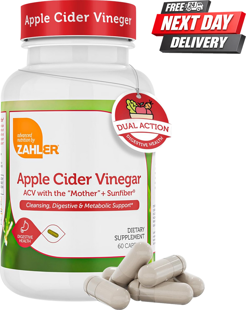 Apple Cider Vinegar Capsules with Sunfiber | Cider Vinegar with Mother | 60 Capsules