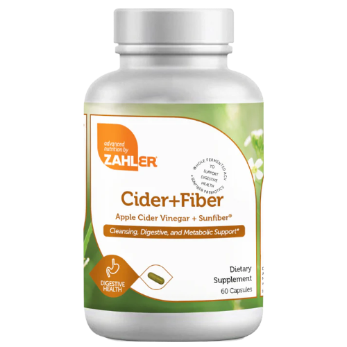  60 Capsule Bottle of Zahler Apple Cider Vinegar with Sunfiber Fibre Supplements